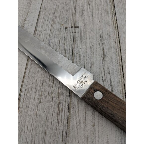 Vintage Barretts 12 1/4" Slicing Carving Knife Wood Handle 7 3/4" Blade - Picture 7 of 7